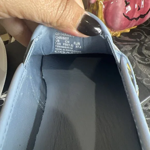 Coach Chrissy Floral Cornflower Leather Slip on Sneakers Size 7.5M - Picture 8 of 11